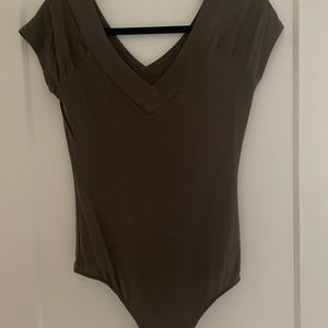 Green v-neck bodysuit